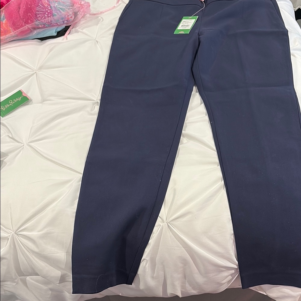 NWT Lilly Pulitzer Navy Blue Alessia Stretch Dinner Pant Sz 16